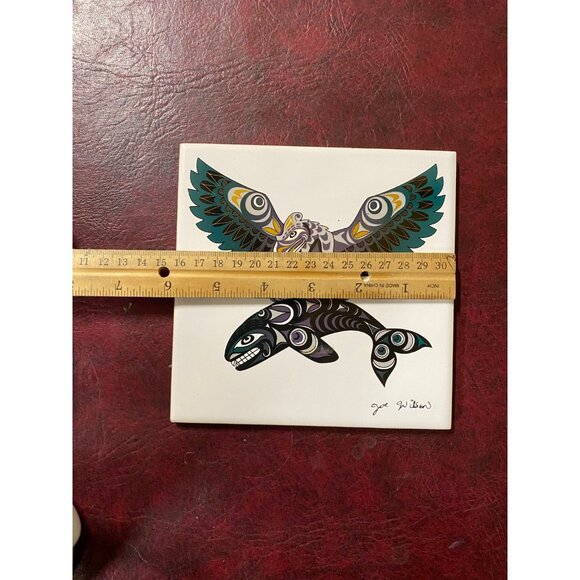 Ceramic Art Tile"Thunderbird and Killer Whale" artist Joe - Picture 7 of 8